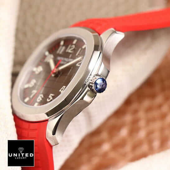 Patek Philippe Steel Case Crown Red Rubber Bracelet Inspired side view