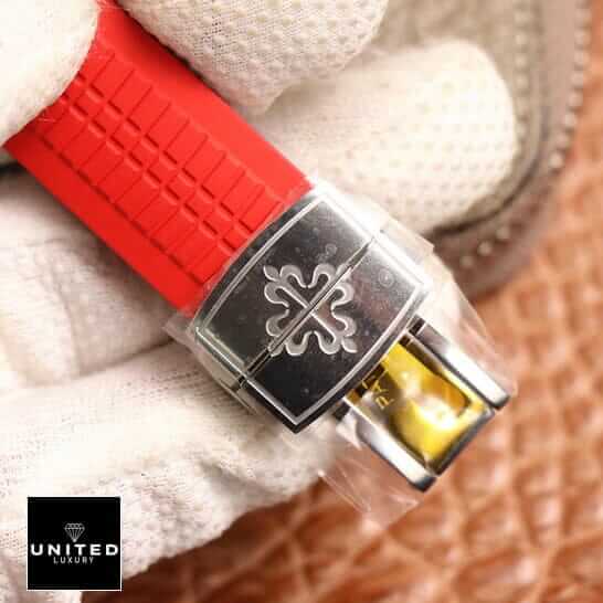 Patek Philippe Red Rubber Bracelet Steel Clasp Inspired on the hand