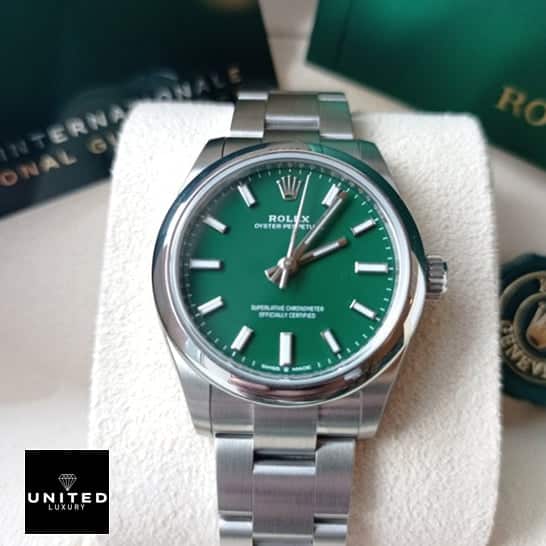 Rolex Perpetual 31 277200 Green Dial Stick indices & stick dot Inspired