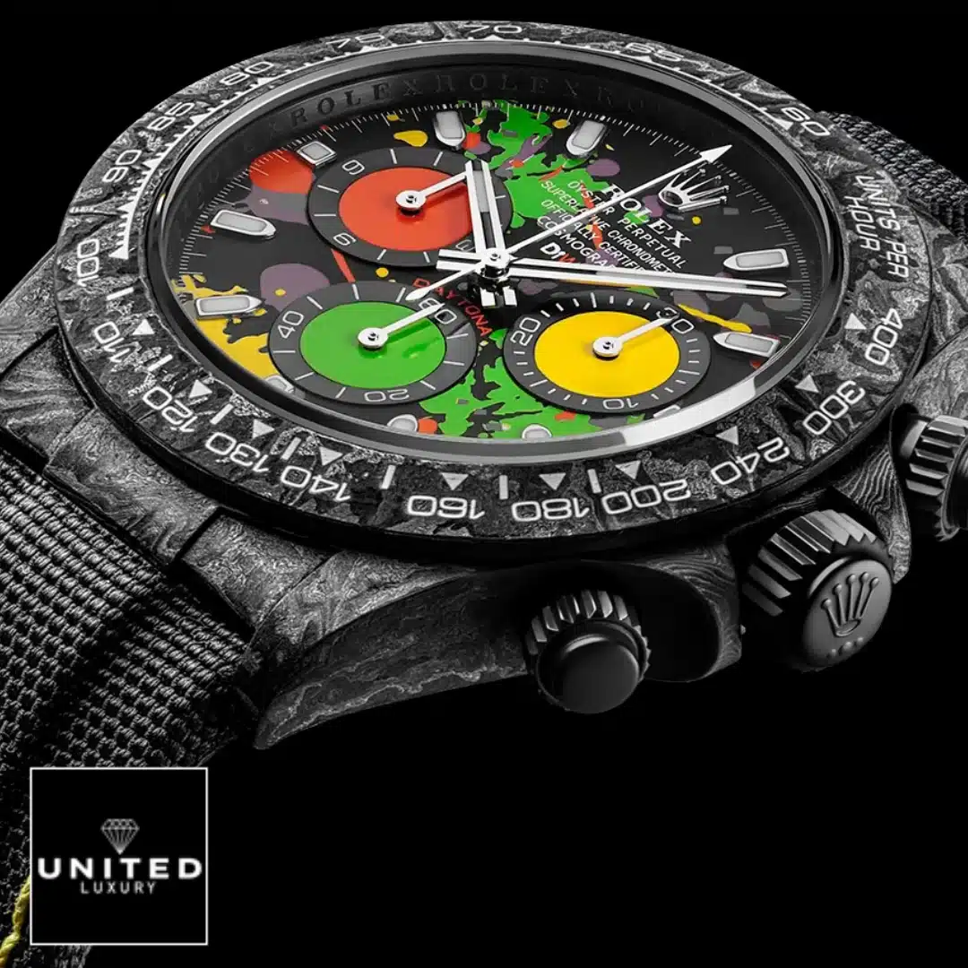 Rolex Daytona Carbon Rainbow Dial Black Button & Crown Pusher 4130cr Inspired