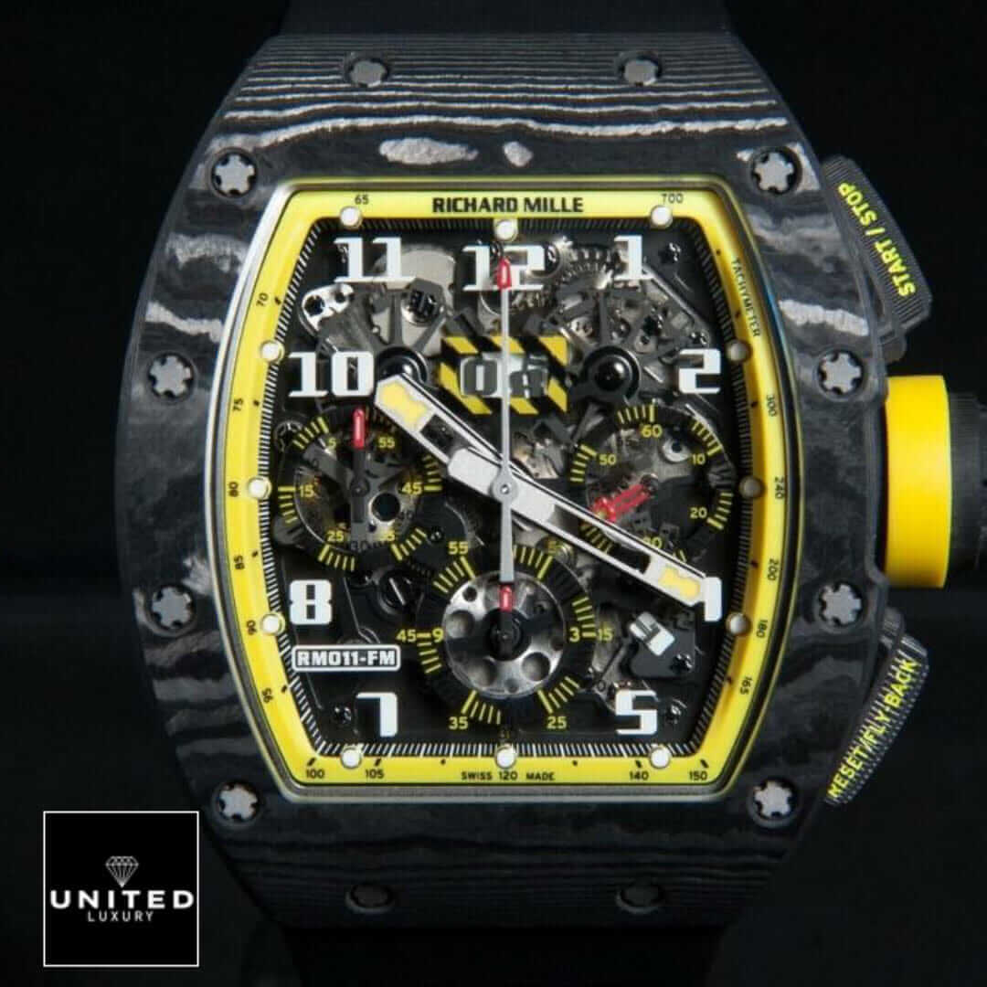 Richard Mille Black Yellow Dial Carbon Inspired front view