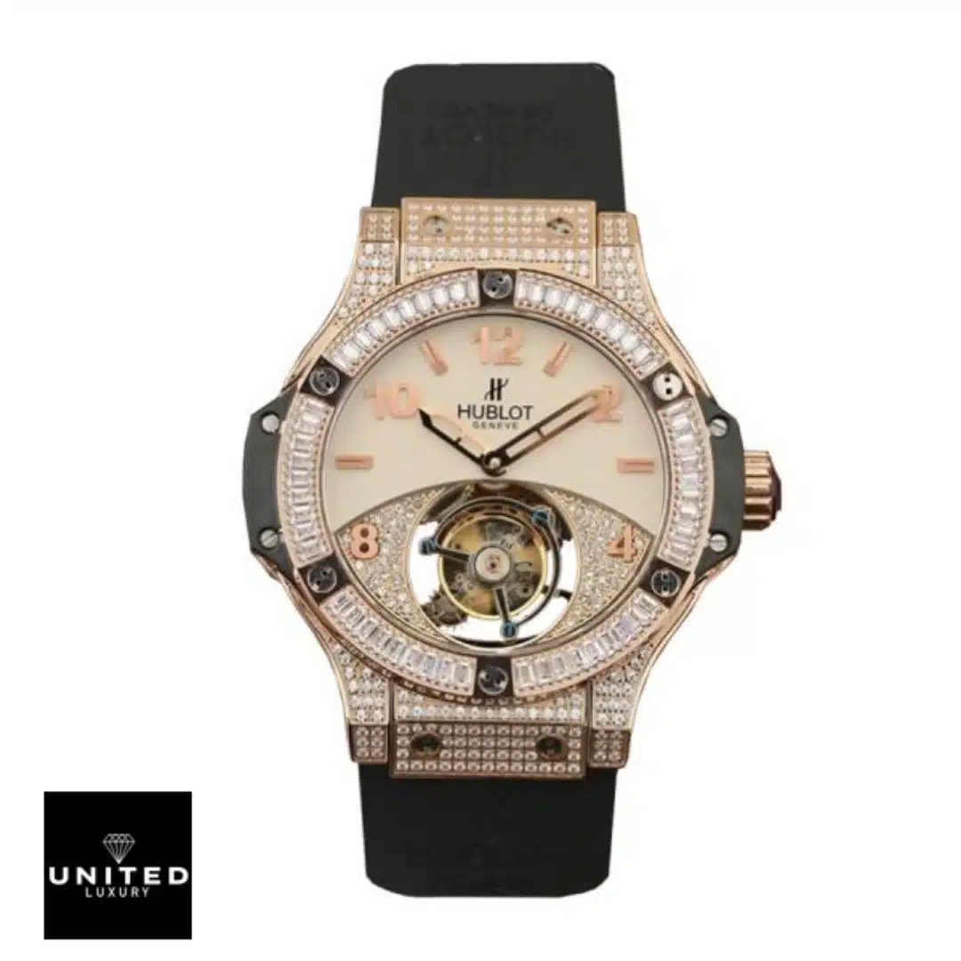 Hublot geneve gold diamond tourbillion replica white background