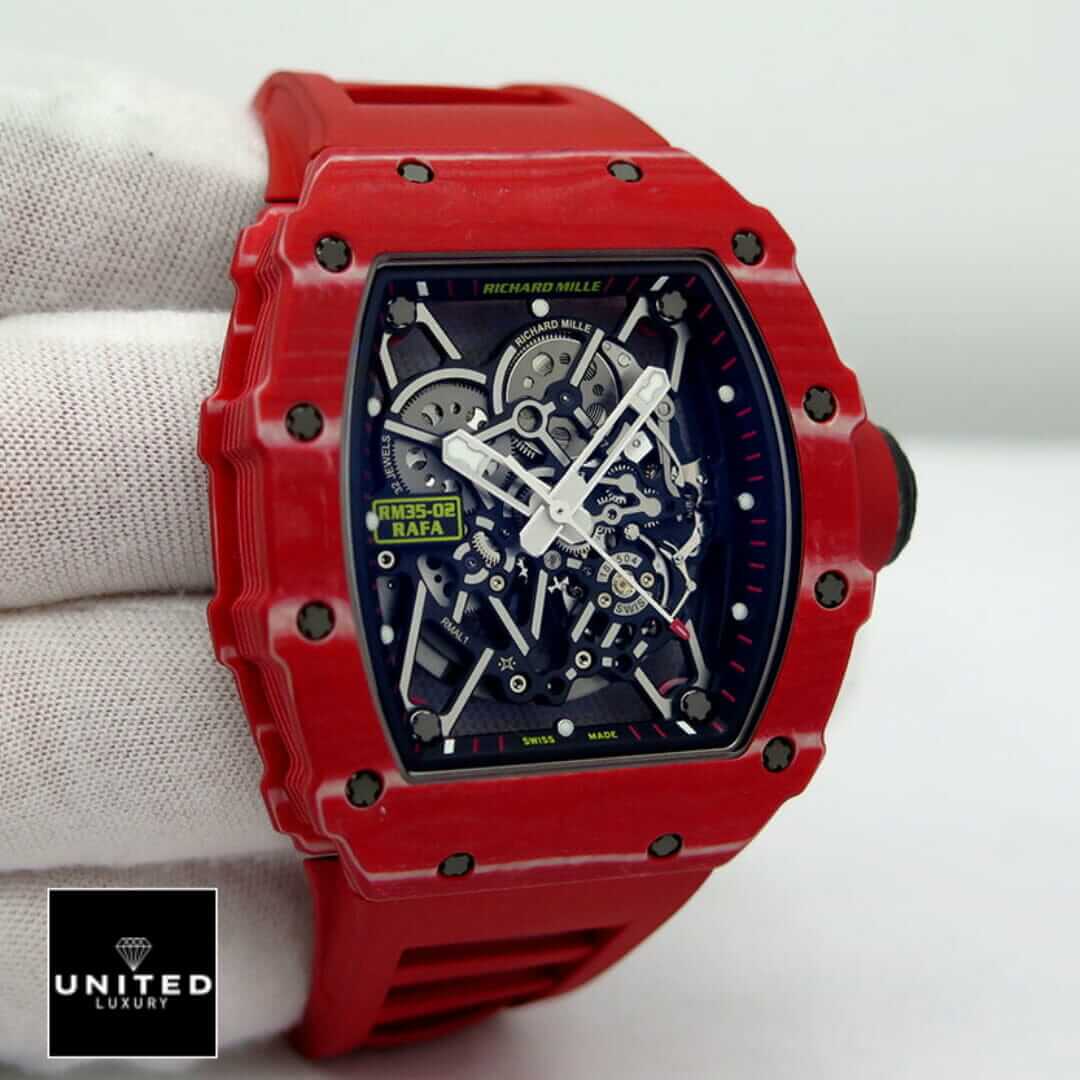 Richard Mille RM35-02 Rafa Black Dial Red Bezel Inspired on the glove hand