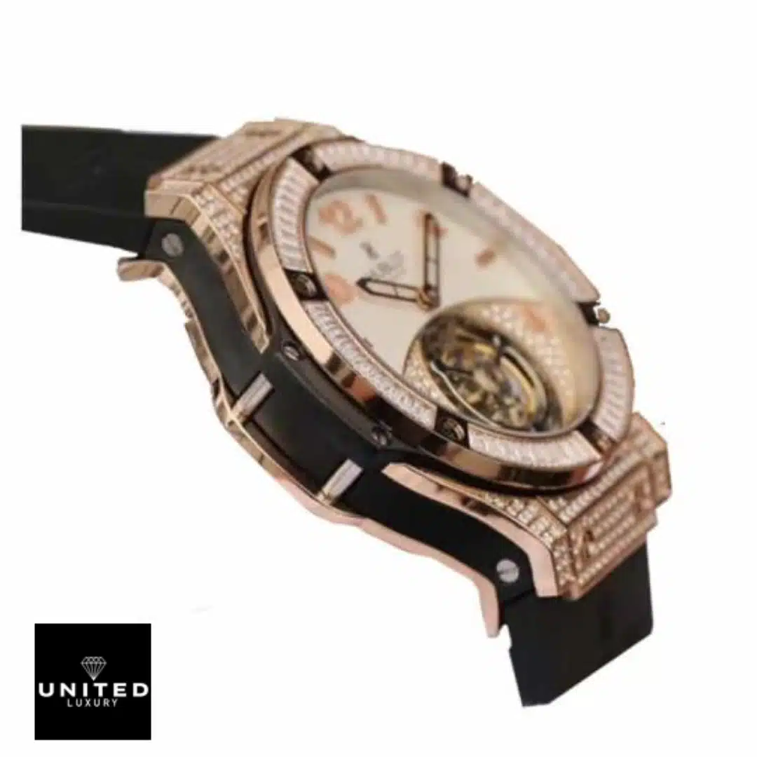 Hublot Gold Diamond tourbillion replica side view