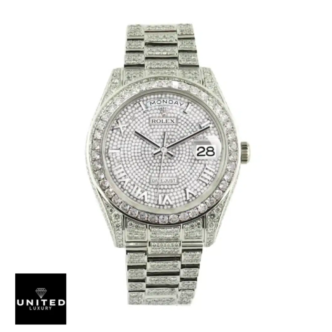 Rolex : Datejust Iced Out Roman Inspired with white background