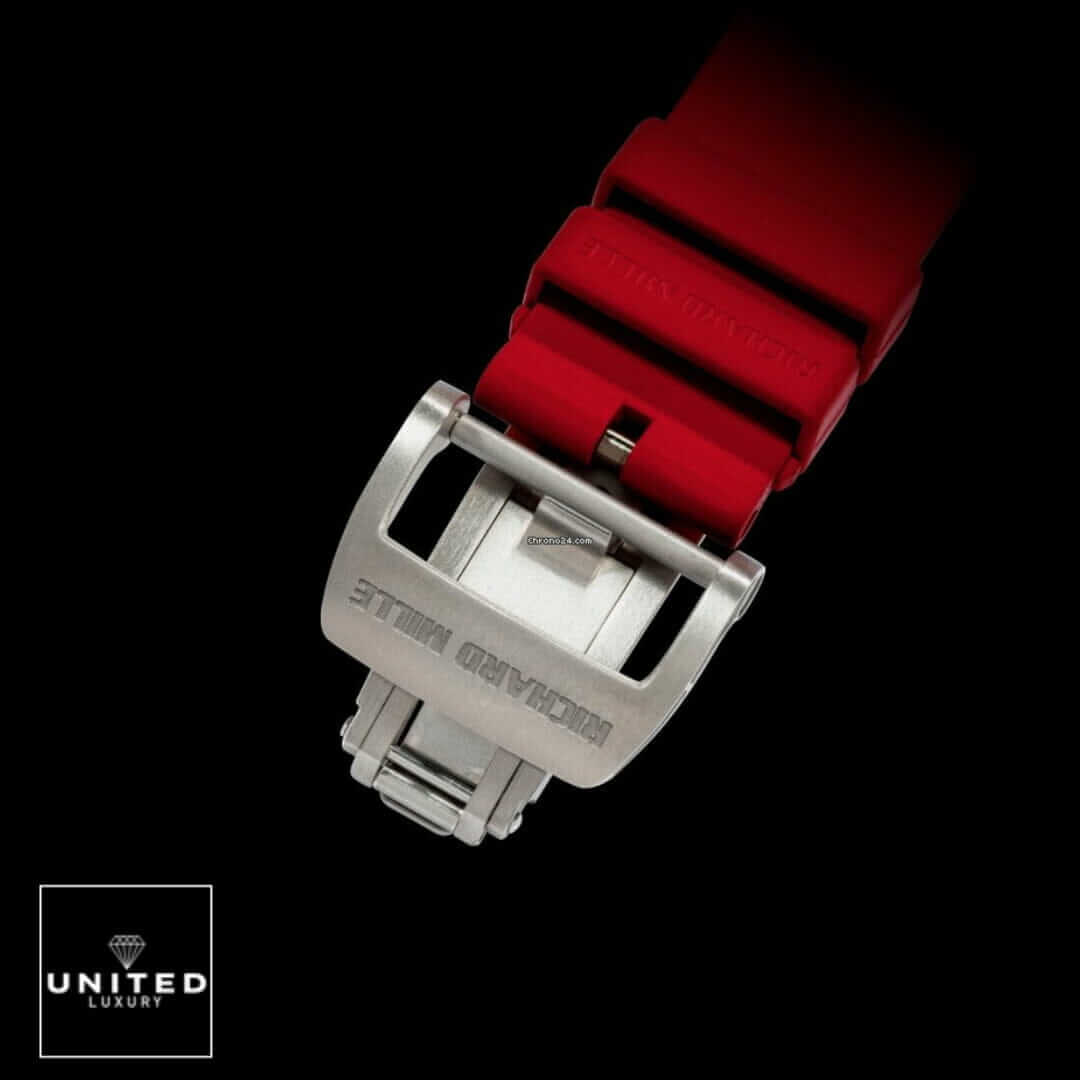 Richard Mille Red Rubber Bracelet Inspired stainless steel clasp black background