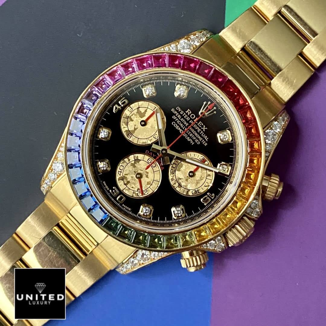 Rolex Cosmograph Daytona Rainbow Black Dial 116598RBOW Inspired on the Table