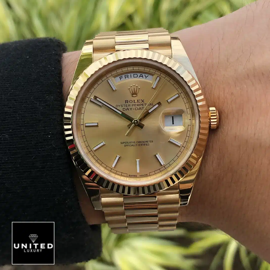 Rolex Day-Date 40 228238-0003 Champagne Dial Stick Indices Inspired on his arm