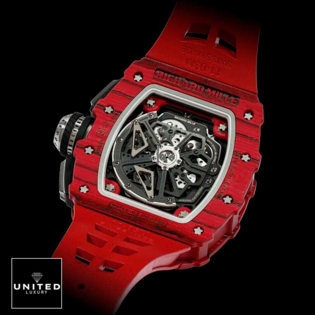 Richard Mille RM11 03 Red Bracelet Case Inspired upside view black background