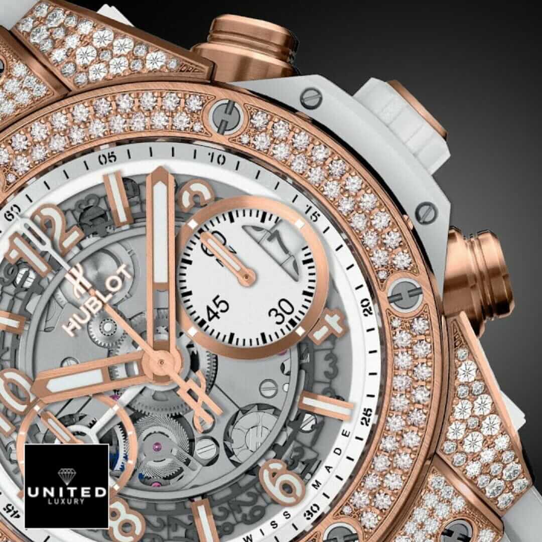 Hublot Gold White Diamond Bezel Inspired close analog view