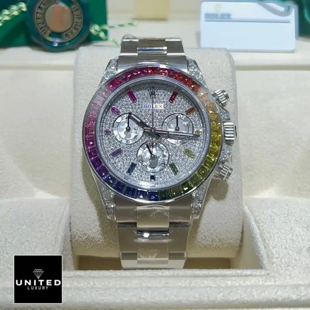 Rolex Daytona 116520-0016 Rainbow Gem-Set Bezel Inspired in the Rolex Box