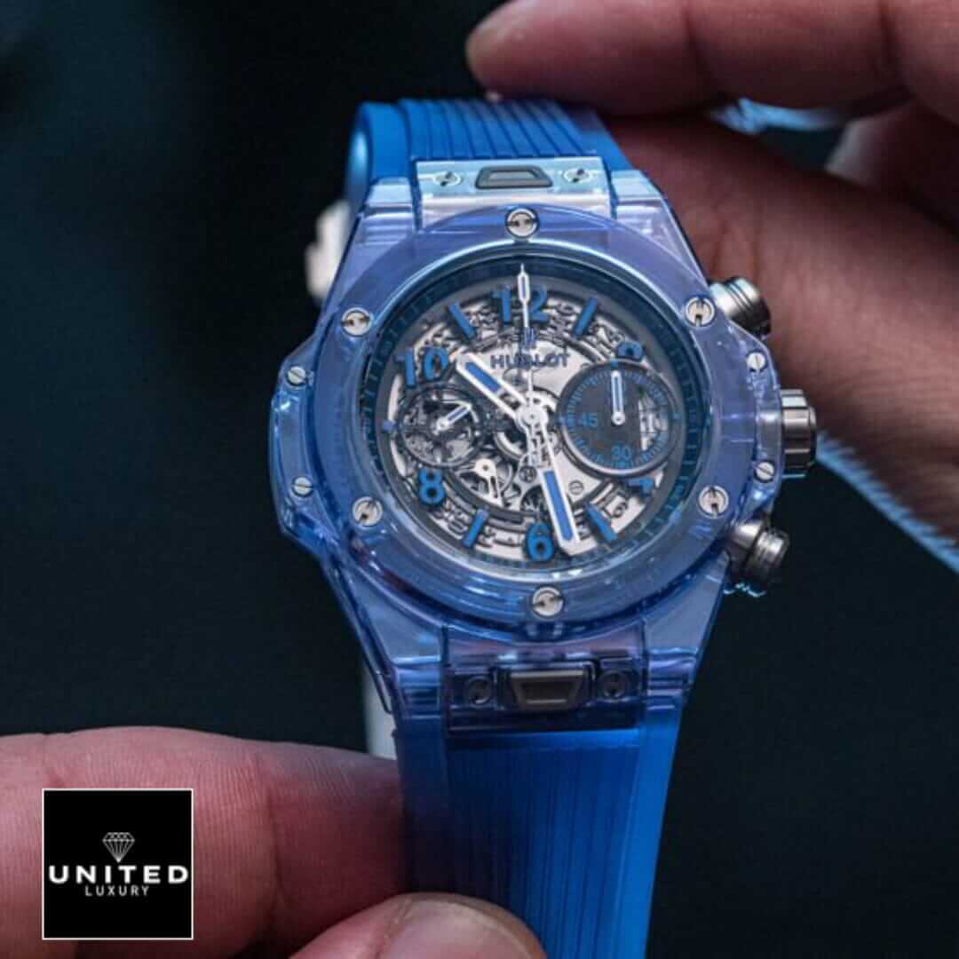 Hublot Big Bang Blue Dial Blue Bezel Inspired on the hand