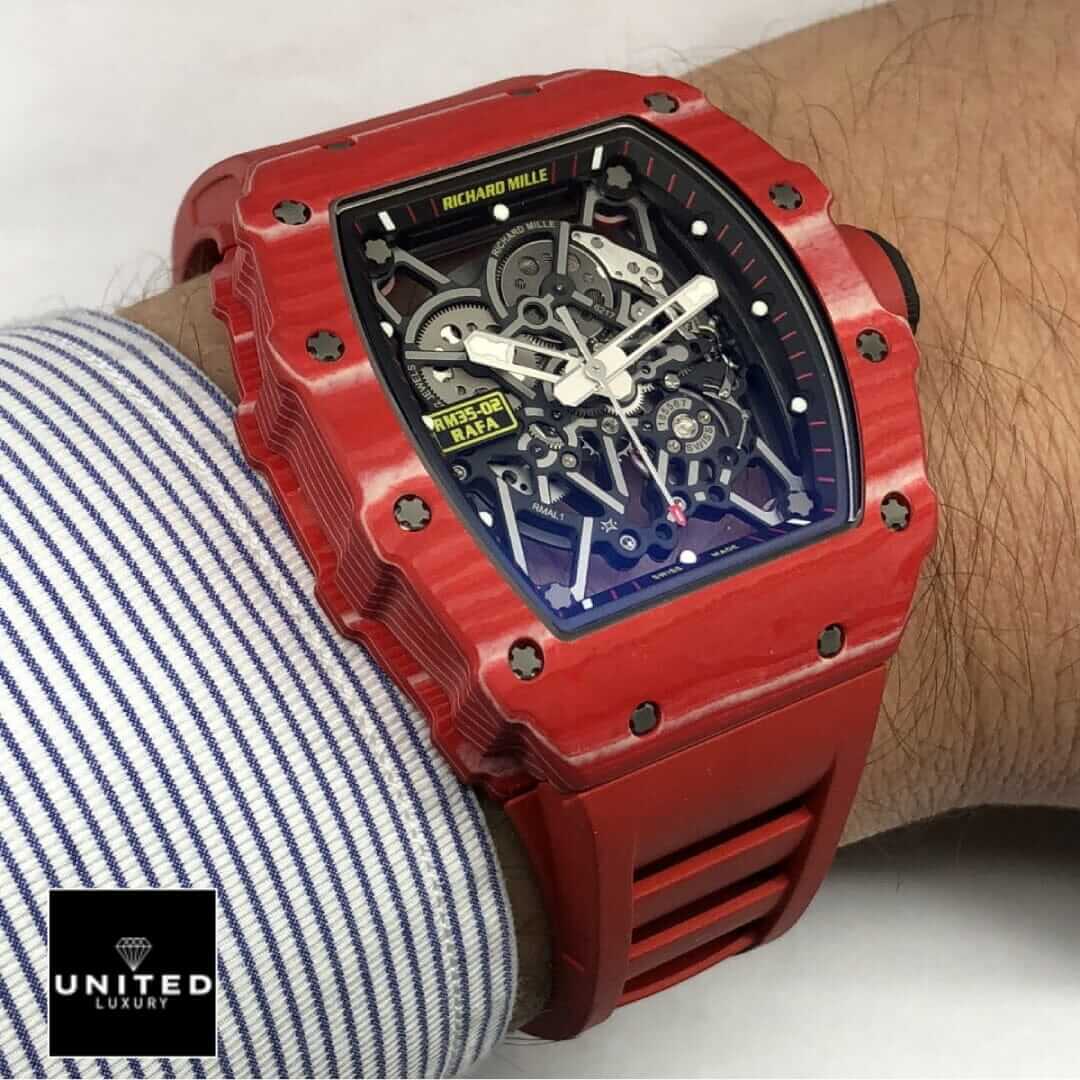 Richard Mille RM35-02 Red Rubber Bracelet Inspired on the wrist