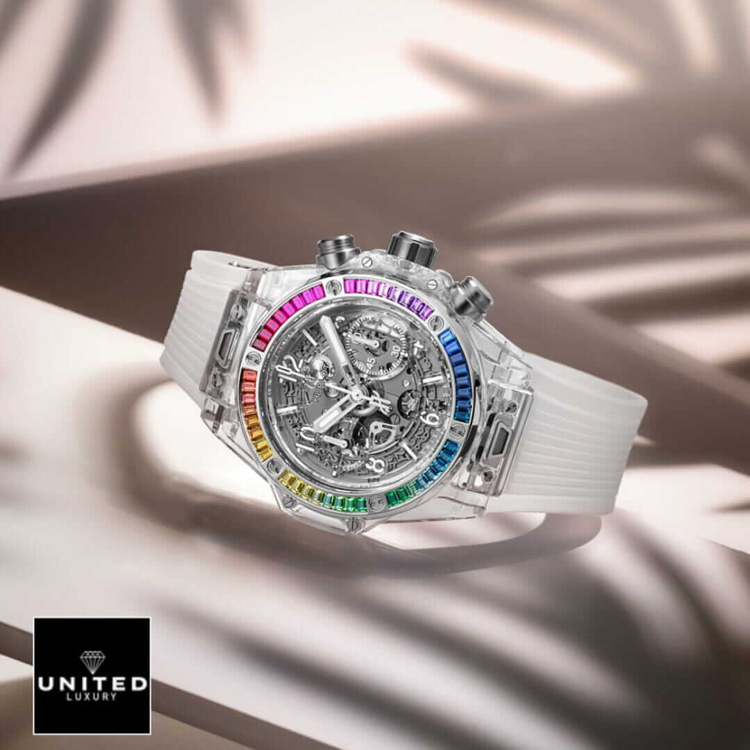 Hublot Big Bang Rainbow 441.JX.4802.RT.4099 White Rubber Bracelet Inspired side view