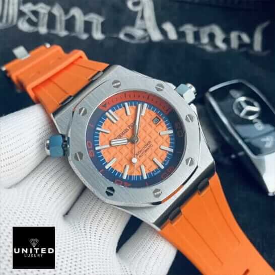 AP Royal Oak 15710ST Orange Rubber Bracelet Inspired fornt view