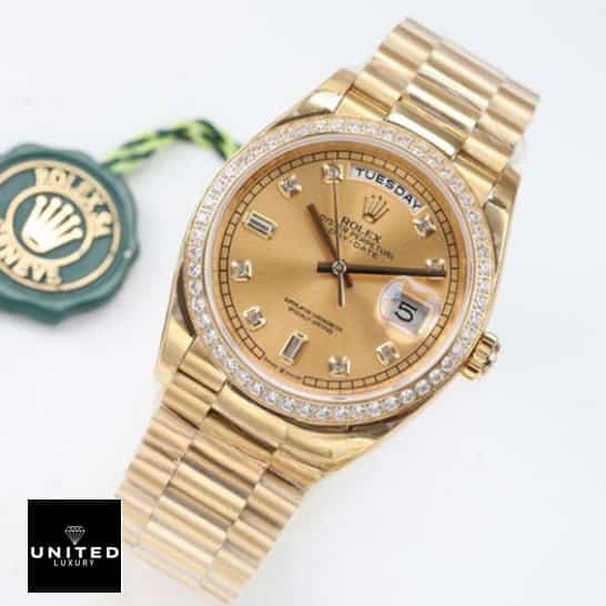 Rolex Day-Date 228348 Gold Dial with Diamond Inspired