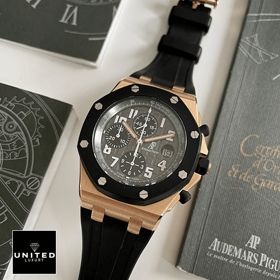 Audemars Piguet Black Dial 25940OK.OO_.D002CA.01 Gold Case Inspired next to warranty card