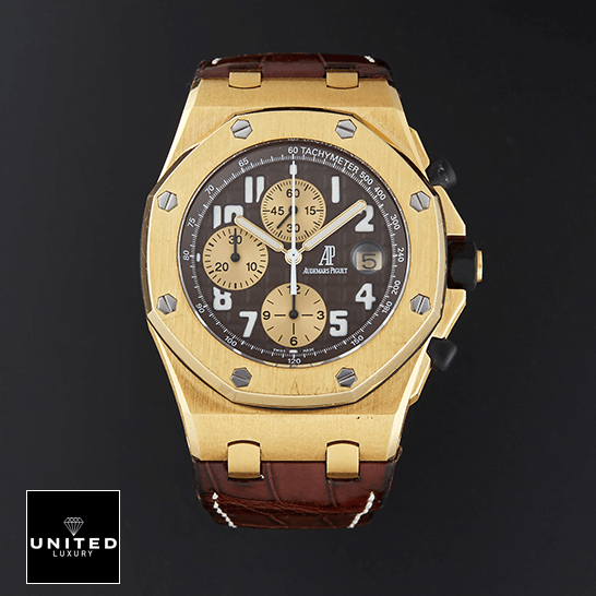 Audemars Piguet Royal Oak Brown Dial Gold Case Inspired black background