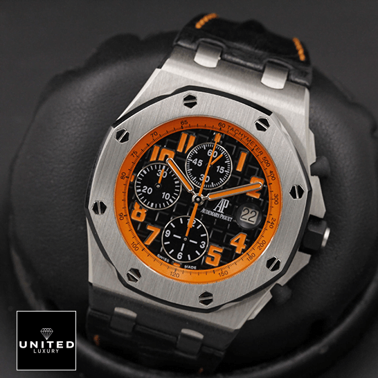 Audemars Piguet Orange Black Dial Inspired in the black stand