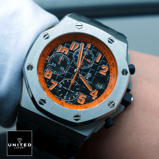 Audemars Piguet Orange Black Dial Steel Bezel Inspired on the wrist