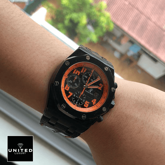 Audemars Piguet Royal Oak Orange Dial Inspired on the man wrist