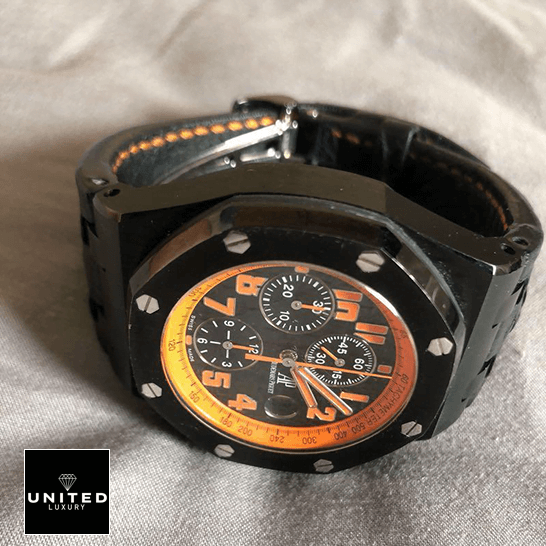 Audemars Piguet Royal Oak Orange Black Dial Inspired on the white carpet