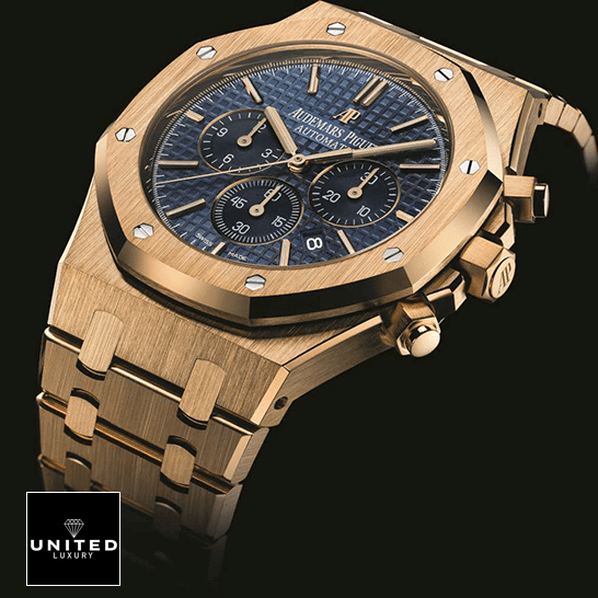 Audemars Piguet Royal Oak Blue Dial Gold Case Inspired black background