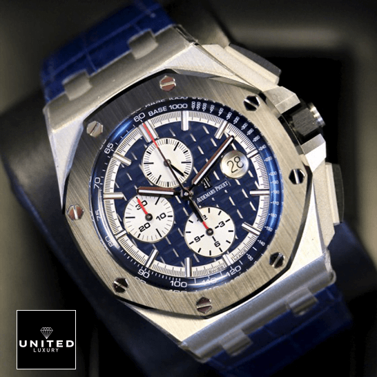 Audemars Pguet Offshore Blue Dial Inspired on the stand