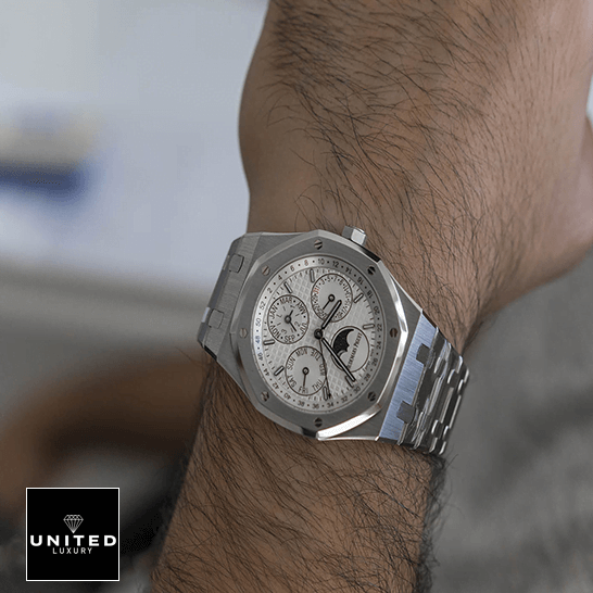 Audemars Piguet Royal White Dial Moon Steel Inspired on the wrist