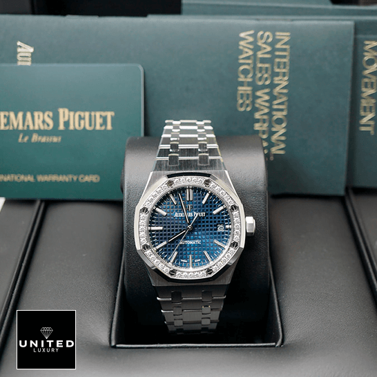 Audemars Piguet Royal Oak Diamond Bezel Blue Dial Inspired in the box