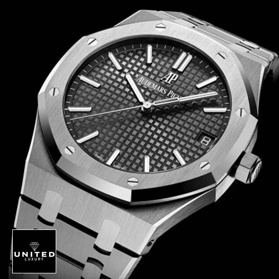 Audemars Piguet 15400ST.OO_.1220ST.04 Royal Oak Gray Inspired black background