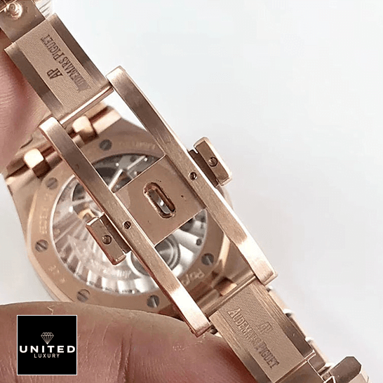 Audemars Piguet Royal Oak Rose Gold Inspired opened clasp white dial