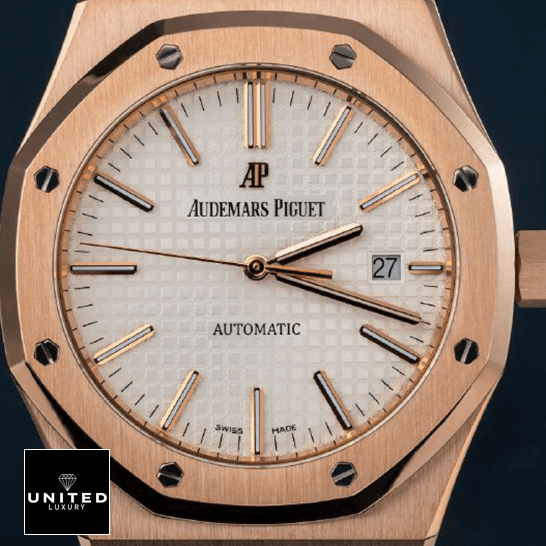 Audemars Piguet Royak Oak White Dial Gold Inspired close analog view