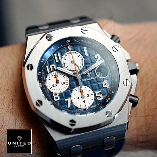 Audemars Piguet Blue Dial Royal Oak Inspired on the wrist red second hand