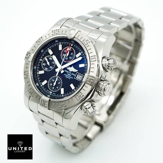 Breitling Super Avanger A11370 Inspired Stainless Steel and Crown Pusher