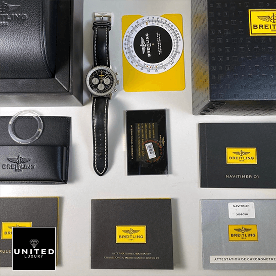 Breitling Navitimer Black Dial Inspired next to warranty card