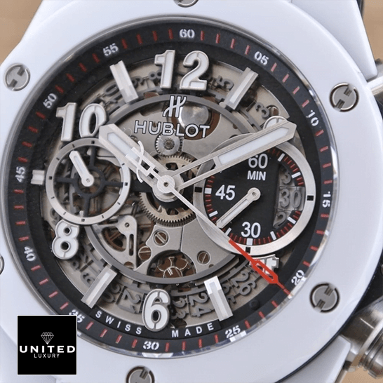 Hublot White Bezel 411.HX_.1170.RX Black Dial Inspired red second hand