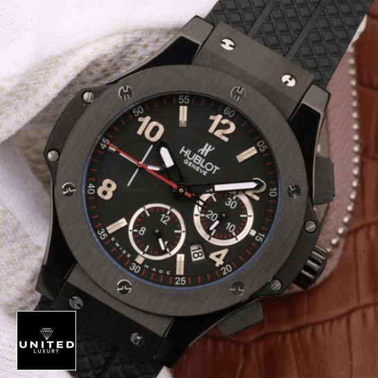 Hublot Big Bang Black Dial Black Bezel Inspired red second hand