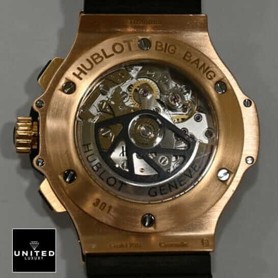 Hublot Big Bang Gold Geneve Black Rubber Bracelet Inspired upside view