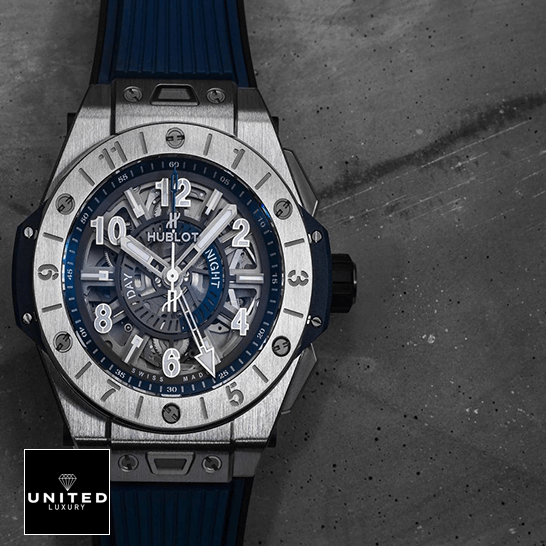 Hublot Big Bang Unico GMT 3 Blue Inspired grey background