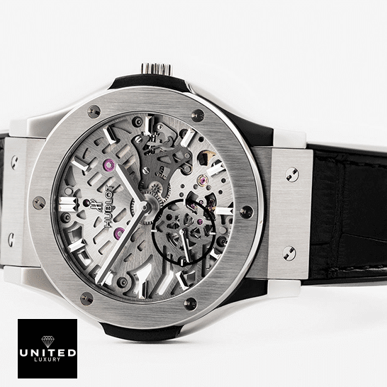 Hublot Classic Fusion Stanless Steel Case Black Rubber Bracelet Inspired white background