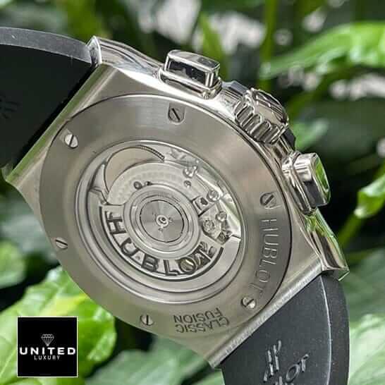 Hublot Classıc Fusıon Stainless Steel Case Inspired upside view black rubber bracelet