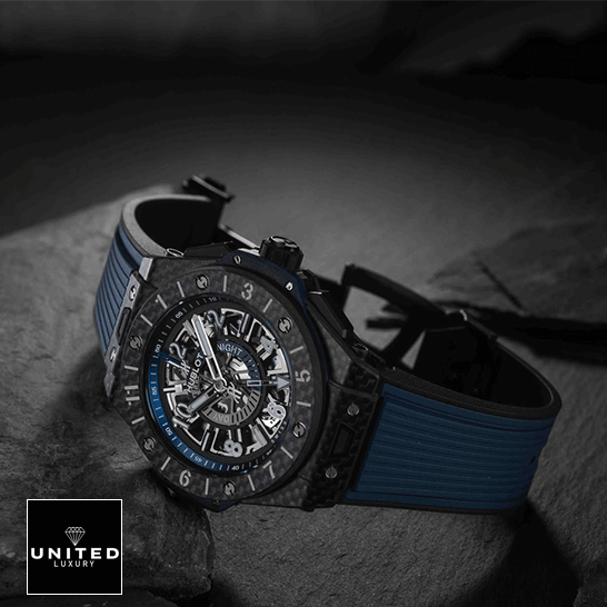 Hublot Blue Rubber Bracelet Carbon Case Inspired opened clasp