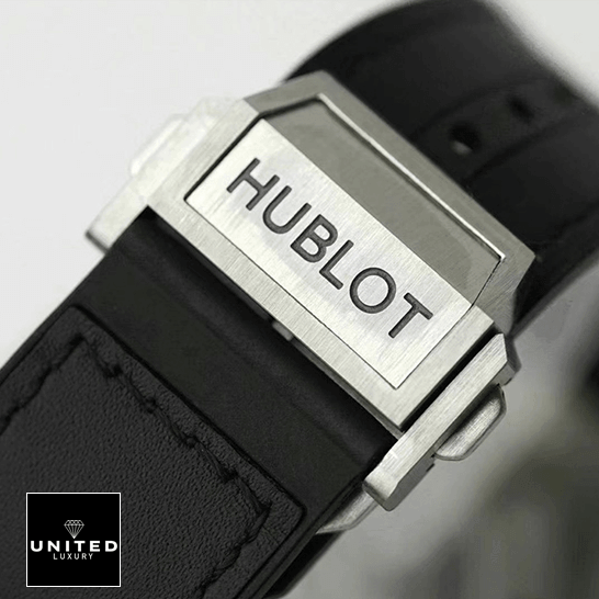 Hublot Big Bang Sang Black Rubber Bracelet Steel Clasp Inspired white background