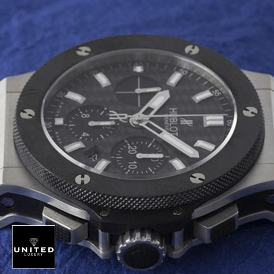 Hublot Big Bang Steel Ceramic Black Background Inspired blue background