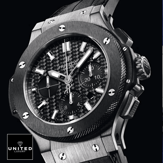 Hublot Big Bang Steel Ceramic Black Dial Inspired black background