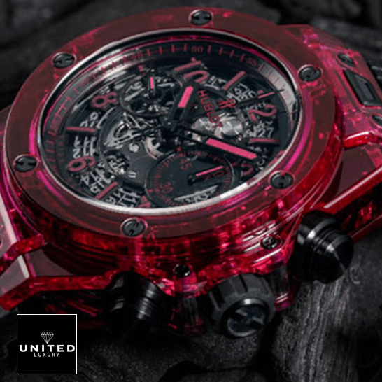 Hublot 411.JR_.4901.RT Big Bang Unico Red Sapphierre Inspired crown / push button