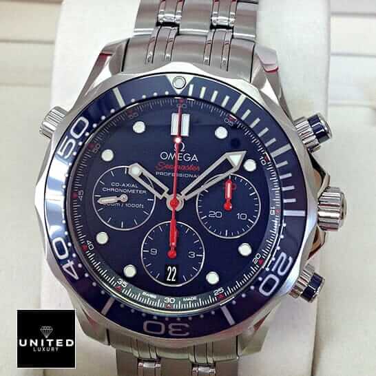 Omega Seamaster Blue Dial Stainless Steel Inspired red second hand