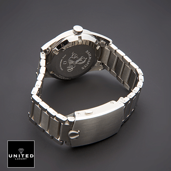 Omega 220.10.38.20.01.002 Stainless Steel Inspired closed clasp gray background