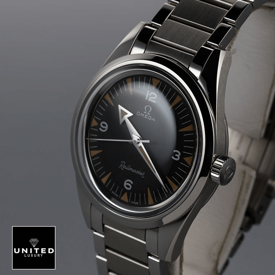 Omega Seamaster 220.10.38.20.01.002 Black Dial Inspired side view gray background